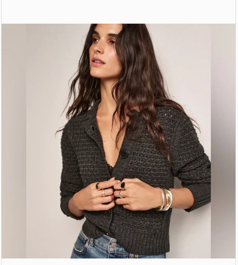 Madewell Scalloped Merino Wool Cardigan M NWT Sweater Charcoal Gray NU533 Travel